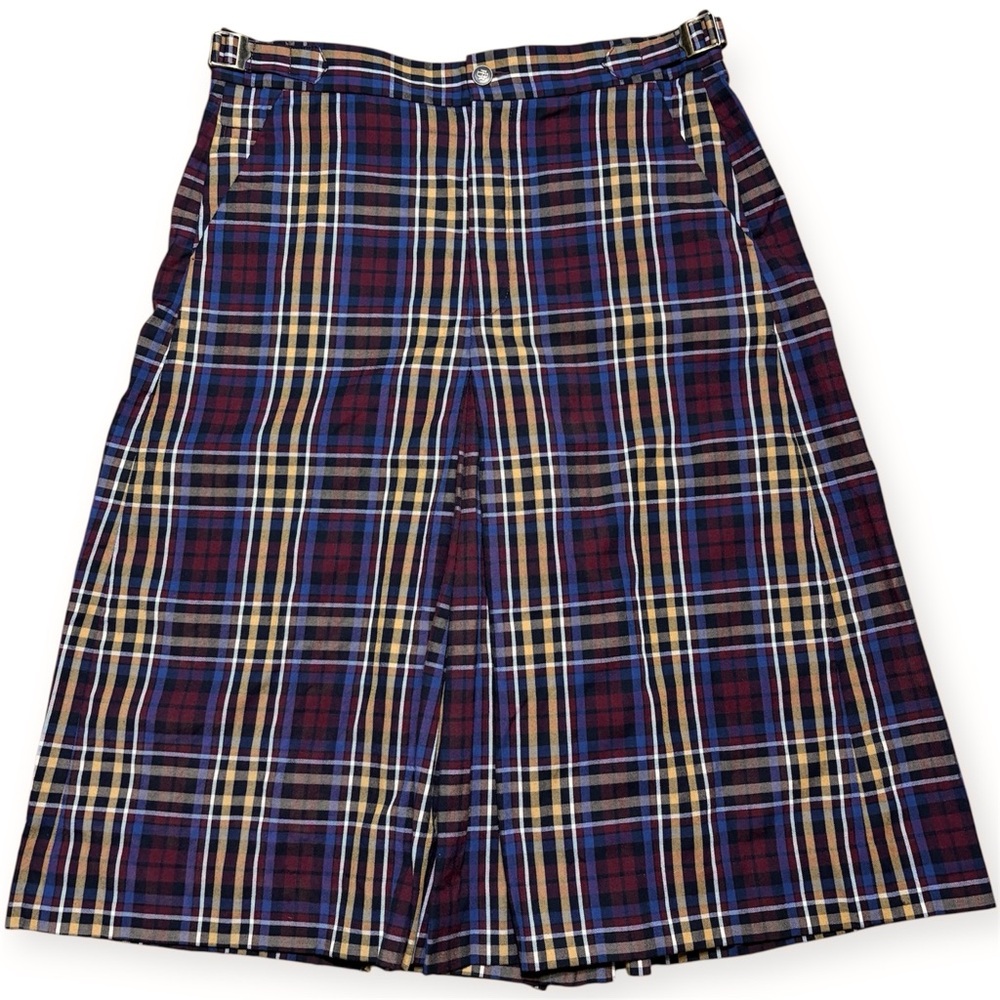 Banana Republic BR Athletics Wool Blend Plaid Pleated Wide Leg Culottes In Sz 34